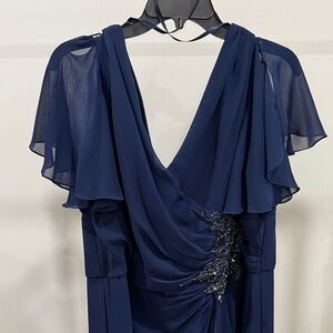 MARINA Navy Dress with Embellishments